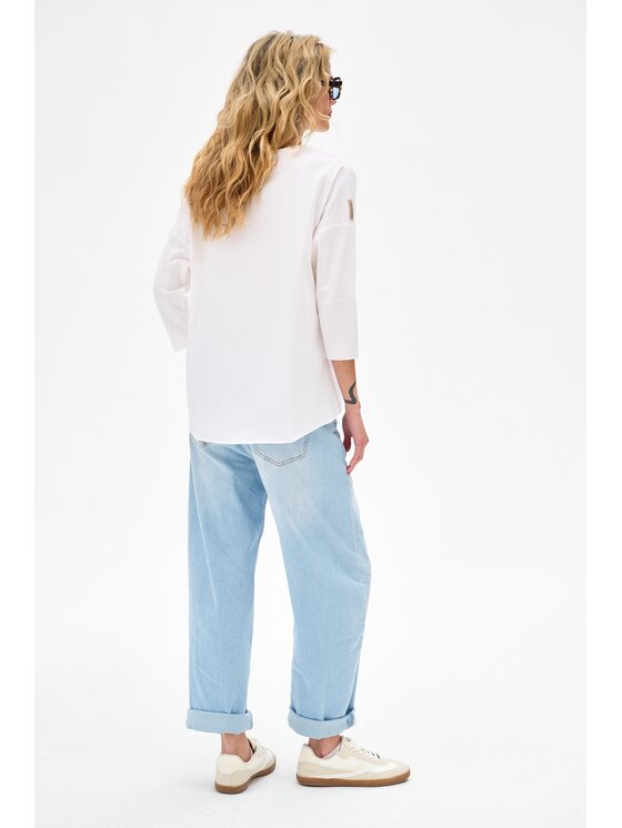 blue shadow blue shadow Bluzka Gara Écru Regular Fit