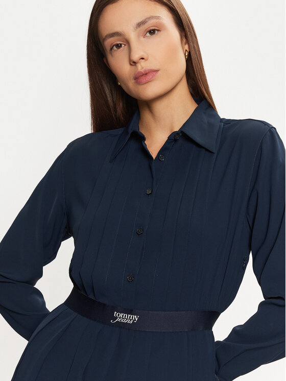 Tommy Jeans Tommy Jeans Rochie tip cămașă DW0DW19474 Bleumarin Regular Fit