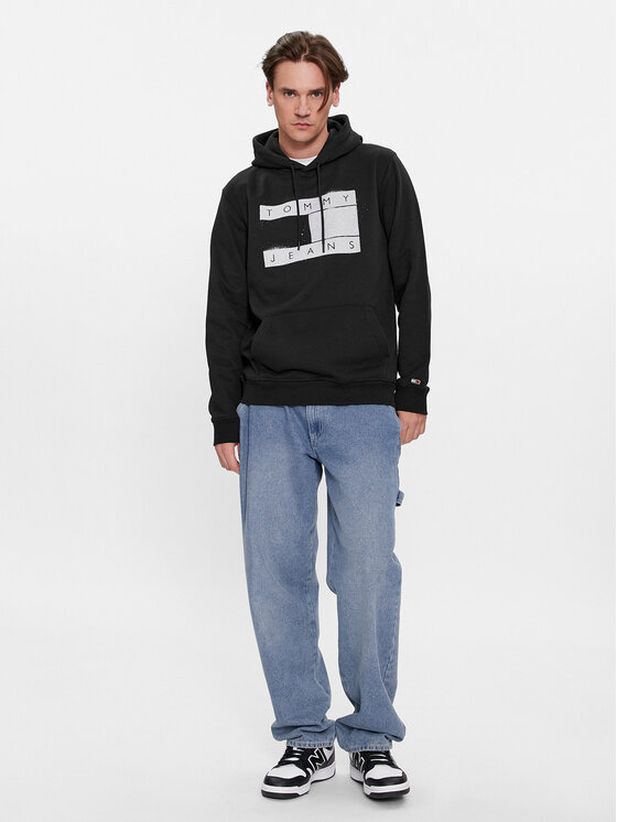 Tommy Jeans Tommy Jeans Džemperis Flag Spray DM0DM17911 Juoda Regular Fit