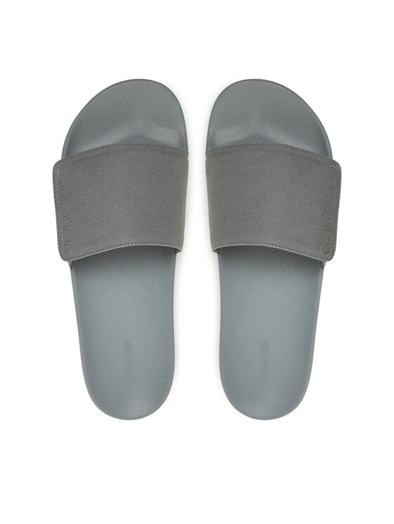 Calvin Klein Calvin Klein Şlapi Adj Pool Slide Canvas Logo HM0HM01749 Gri