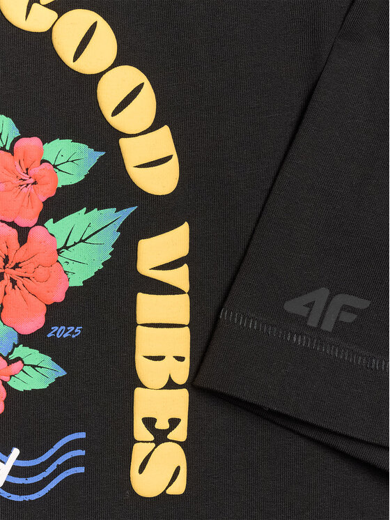 4F 4F T-Shirt FOB SUMMER Czarny Oversize