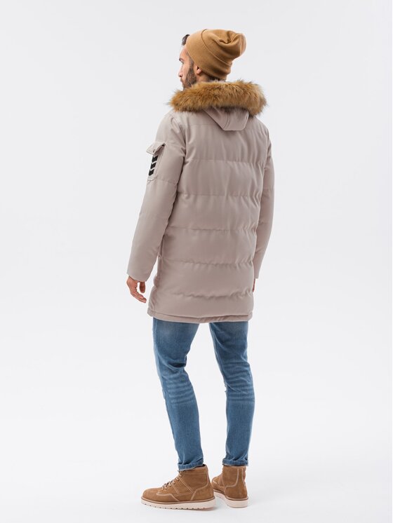 Ombre Ombre Zimní bunda OM-JALJ-0132 Béžová Regular Fit