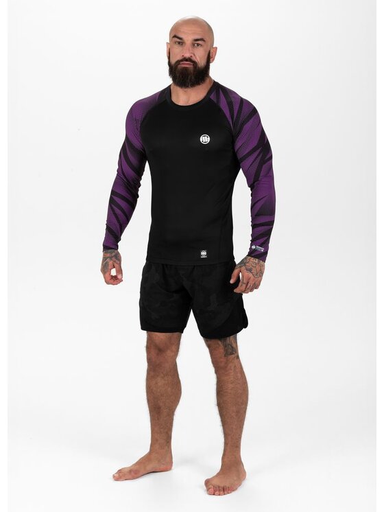 PITBULL PITBULL Koszulka techniczna Longsleeve Rashguard Performance Pro plus Belt S Fioletowy Regular Fit