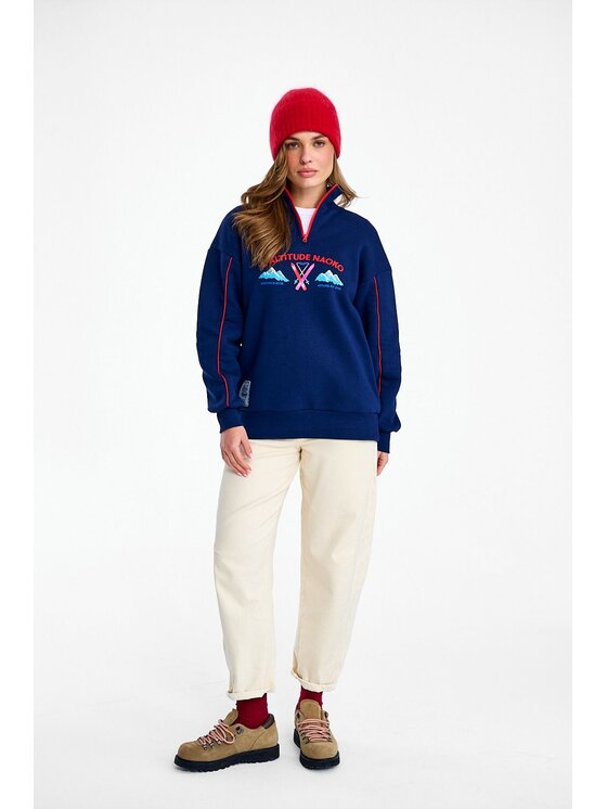 NAOKO NAOKO Bluza High Altitude Granatowy Oversize