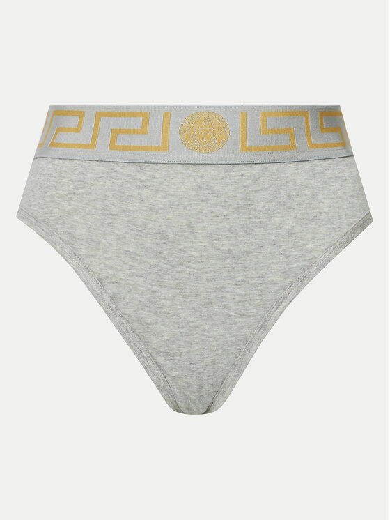 Versace Versace Klasické kalhotky s vysokým pasem Greca Border AUD01050 Šedá