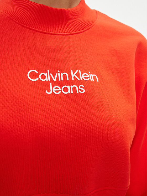 Calvin Klein Jeans Calvin Klein Jeans Pulóver Stacked Institutional J20J221466 Piros Regular Fit