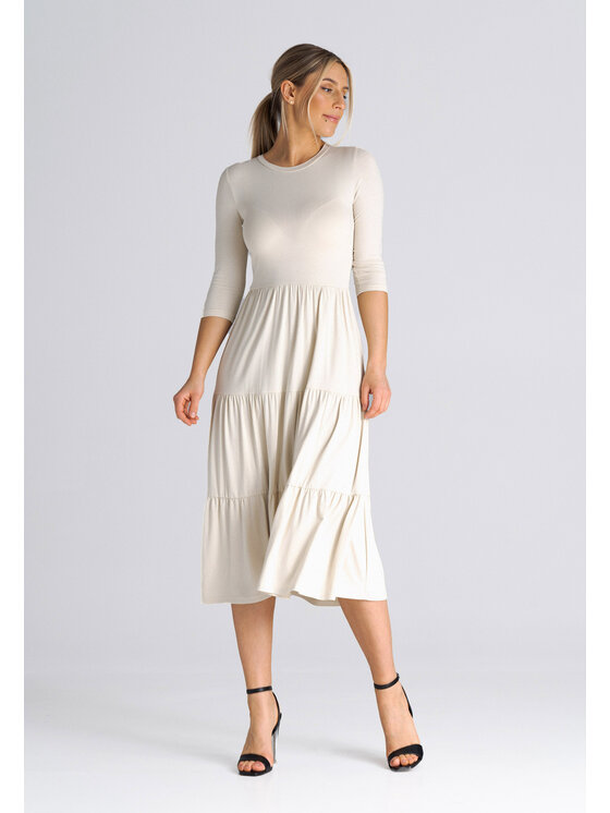 FIGL FIGL Vestito da giorno SUKIENKA M943 Beige Regular Fit