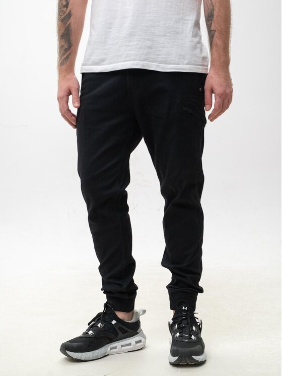 MyStars MyStars Spodnie materiałowe joggery Klasyczne 6 kieszeni 36 Czarny Regular Fit