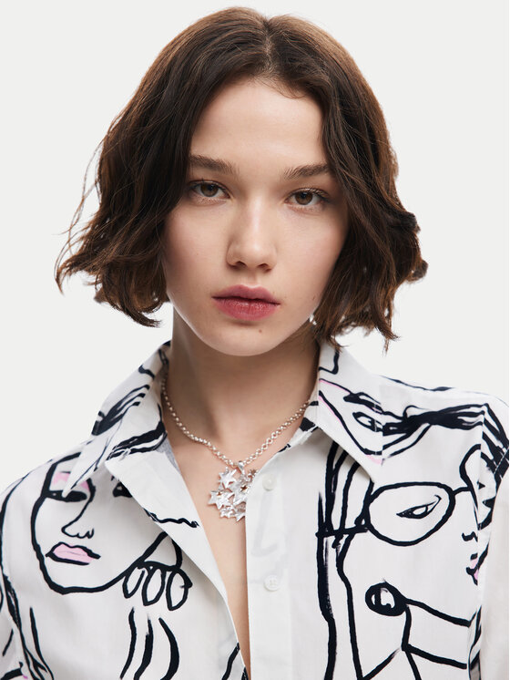 Desigual Desigual Camicia Faces 24WWCW34 Bianco Regular Fit