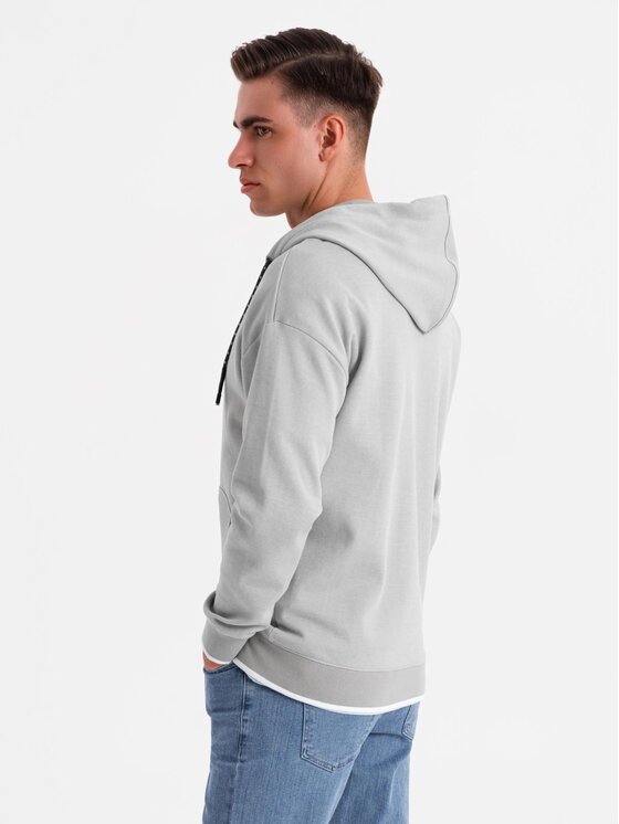 Ombre Ombre Mikina OM-SSZP-0191 Šedá Regular Fit