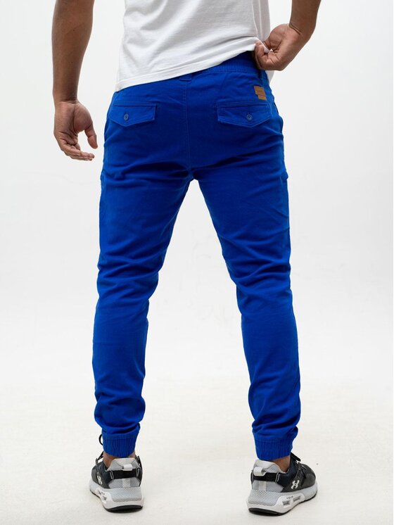MyStars MyStars Spodnie materiałowe joggery Błękitne Klasyczne 6 kieszeni 40 Niebieski Regular Fit