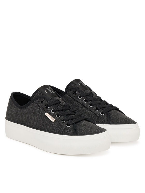 Calvin Klein Calvin Klein Сникърси Vulc Flatf Laceup Jaq Aop HW0HW03265 Черен