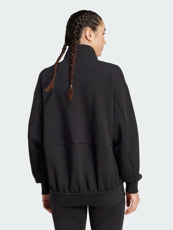 adidas adidas Bluza Soft Lux Loose Full-Zip Czarny Loose Fit