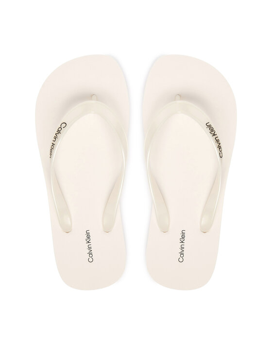 Calvin Klein Calvin Klein Japonke Arwa - Metallic Pearlised Flip Flops HW0HW02956 Bela