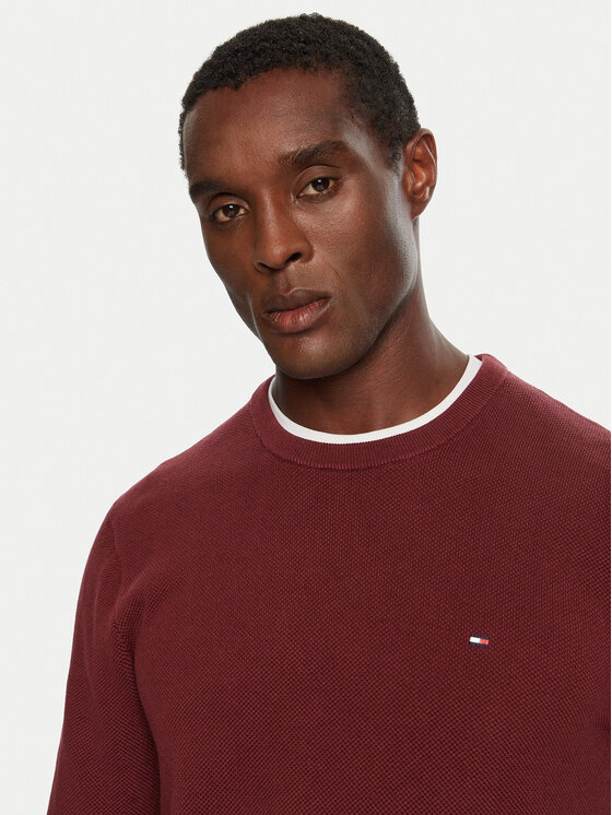 Tommy Hilfiger Tommy Hilfiger Sweter MW0MW36347 Bordowy Regular Fit