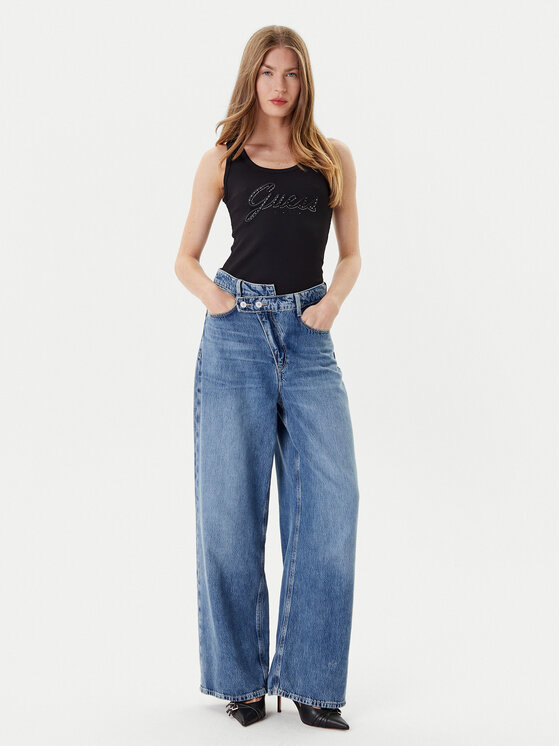 Guess Guess Top W5YP00 KCXJ2 Čierna Regular Fit
