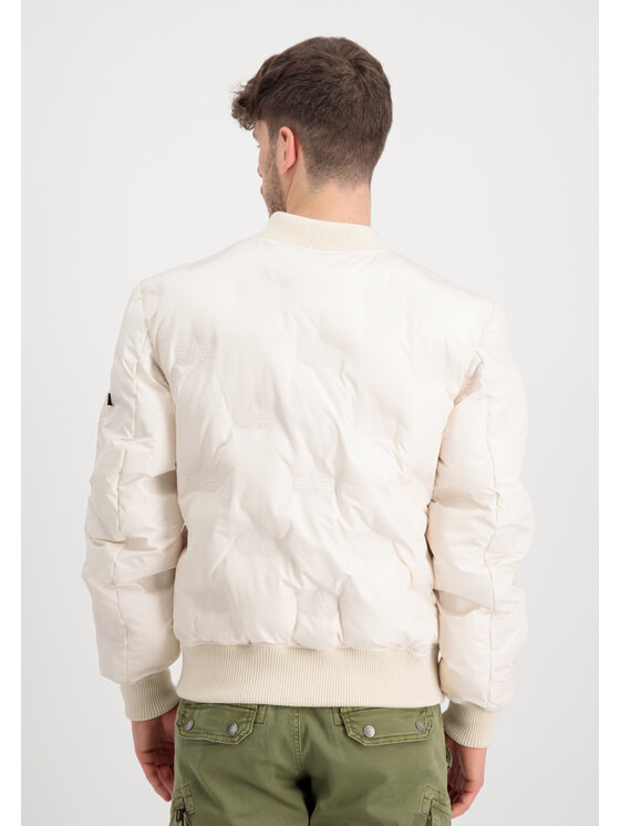 Alpha Industries Alpha Industries Kurtka zimowa MA-1 Embroidery Logo Puffer Bomber Jacket Beżowy Relaxed Fit