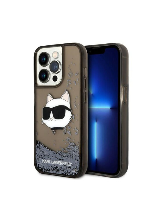 Etui na telefon KARL LAGERFELD, Czarne, Liquid Glitter NFT Choupette Head