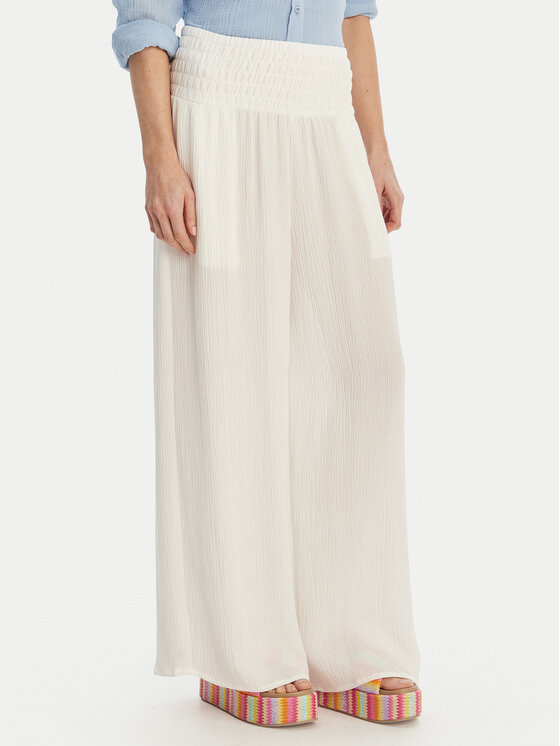 Seafolly Pantaloni din material Beach Edit 55699-PA Alb Relaxed Fit