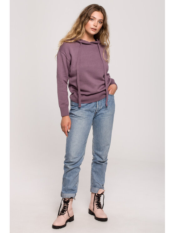 BeWear BeWear Sweter BK073 Fioletowy Modern Fit