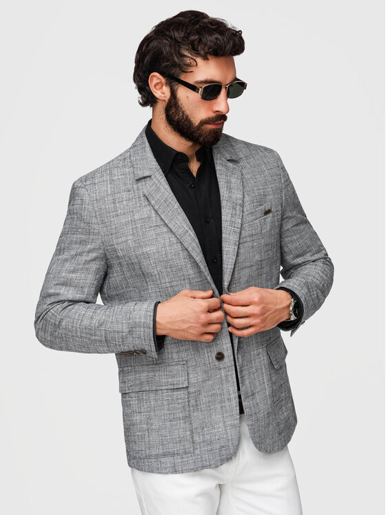 Ombre Ombre Marynarka M169 Czarny Regular Fit