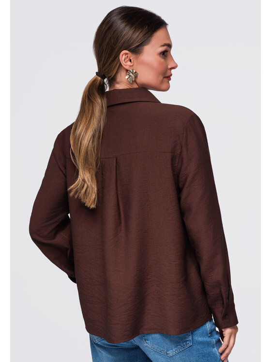 Ombre Ombre Koszula OW-SH-E0073 Brązowy Relaxed Fit