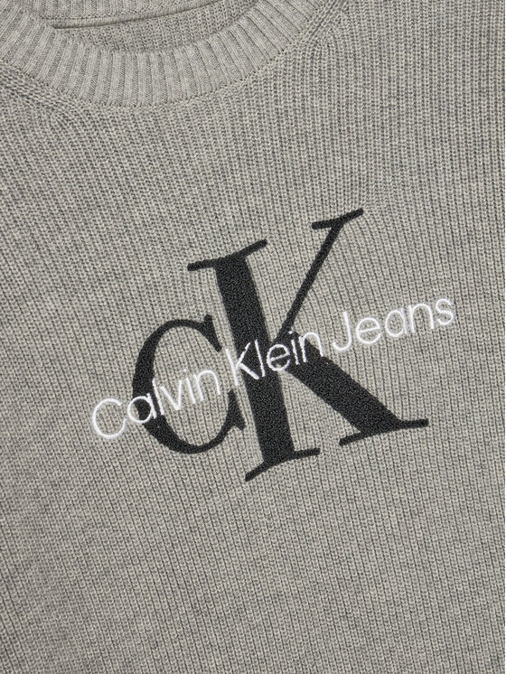 Calvin Klein Jeans Calvin Klein Jeans Sweter Towelling Ck IB0IB02219 Szary Regular Fit