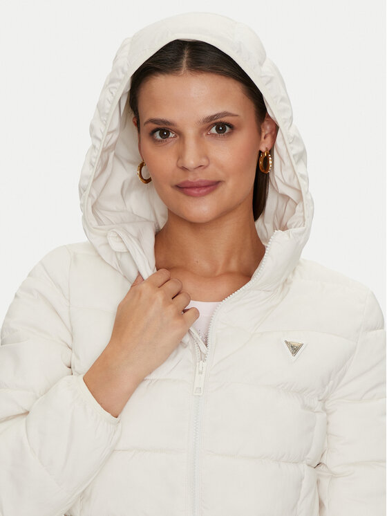 Guess Guess Vatovaná bunda New Aleta V4YL05 WF3X0 Bílá Long Fit