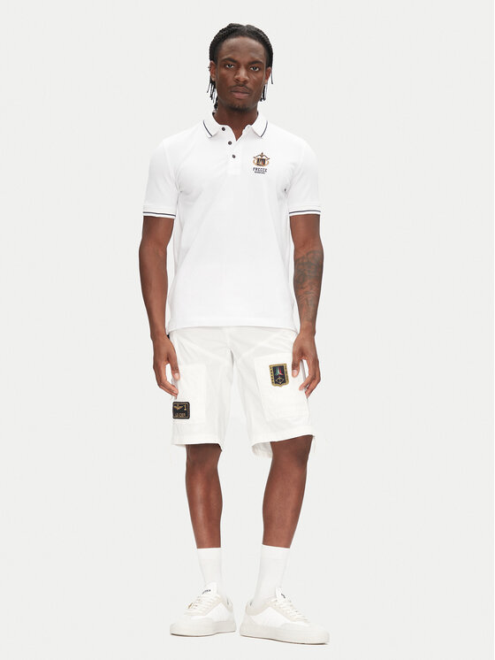 Aeronautica Militare Aeronautica Militare Тениска с яка и копчета 251PO1850P191 Бял Slim Fit