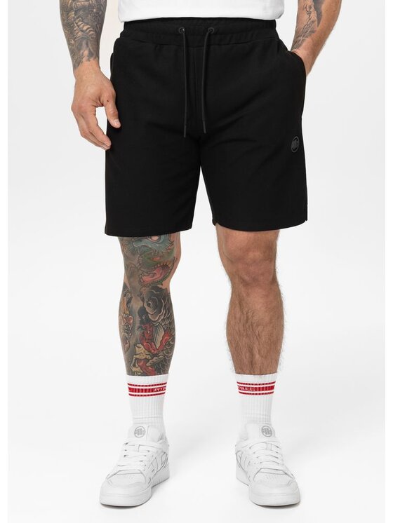 PITBULL PITBULL Szorty materiałowe Pique Rockey Czarny Regular Fit