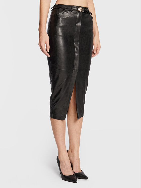 Babylon Babylon Műbőr szoknya R_E00164 Fekete Slim Fit