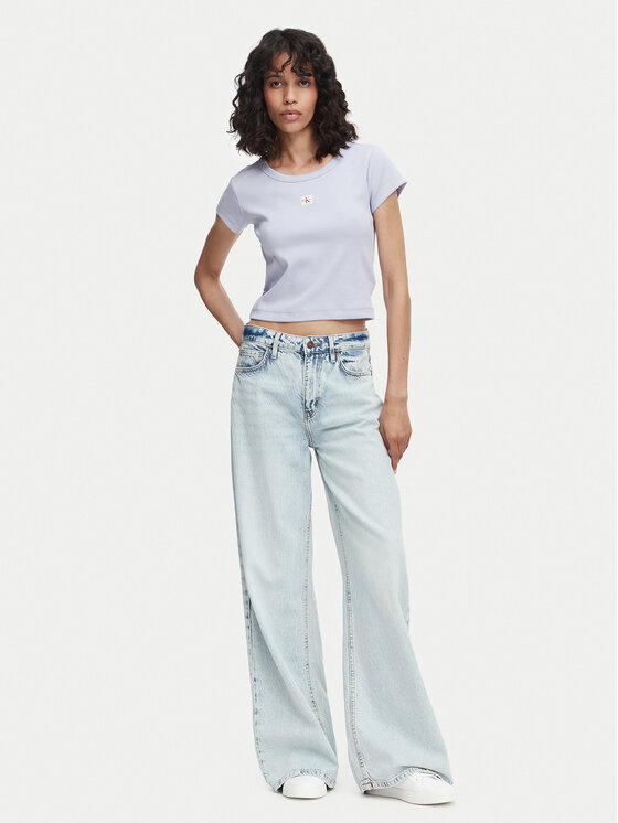 Calvin Klein Jeans Calvin Klein Jeans Marškinėliai LV047C200G Šviesiai mėlyna Slim Fit