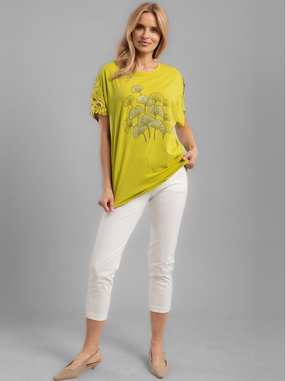 Perso Perso Tričko TCE242114F Zelená Regular Fit