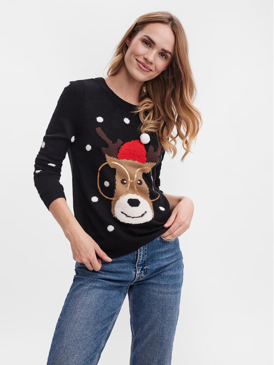 Vero Moda Pulover Tinsel 10250538 Črna Relaxed Fit