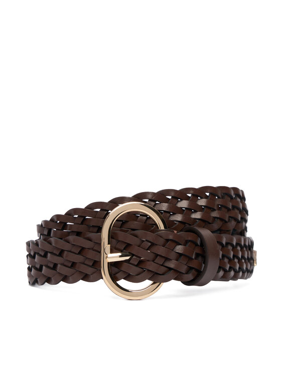 Tommy Hilfiger Tommy Hilfiger Dámský pásek Th Chic 2.5 Woven Leather AW0AW18111 Hnědá