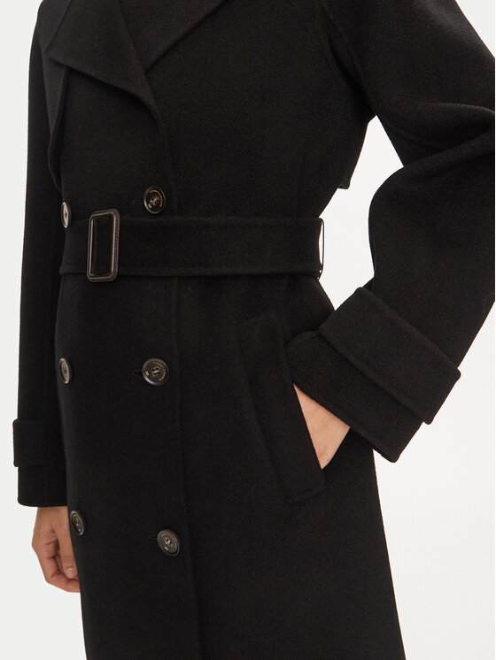 Elisabetta Franchi Elisabetta Franchi Gyapjú kabát CP-57D-46E2 Fekete Regular Fit