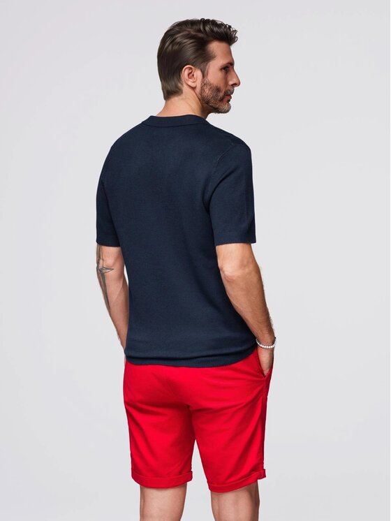 Ombre Ombre Polo OM-POSS-0159 Granatowy Slim Fit