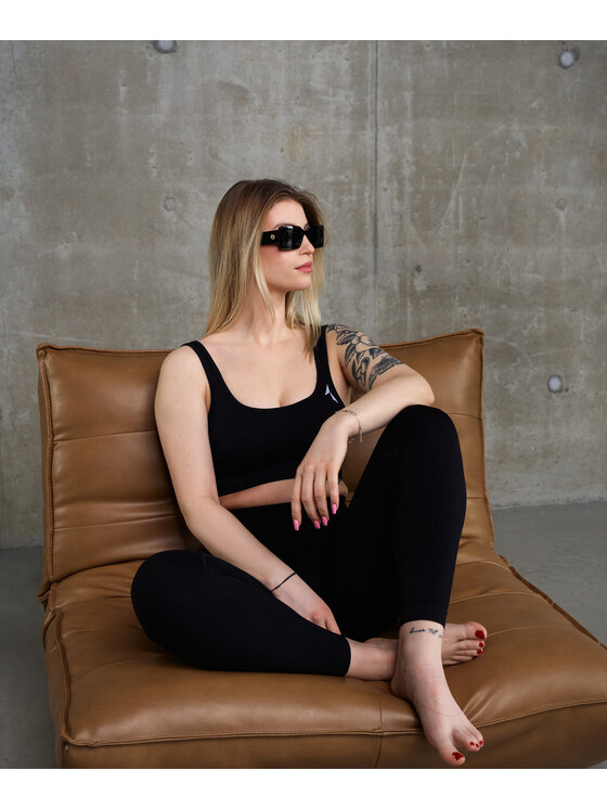 Carpatree Carpatree Legginsy Rib leggings Czarny Fitted Fit