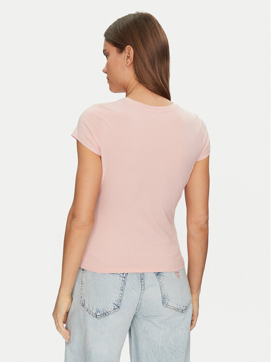 Guess Guess T-Shirt W5GI42 J1314 Różowy Slim Fit