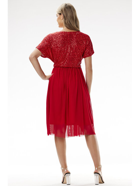 Awama Awama Sukienka wieczorowa A689 Czerwony Basic Fit