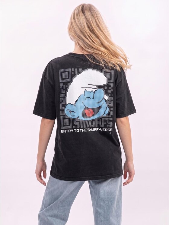 Smerfy Smerfy T-Shirt 132204 Czarny Oversize