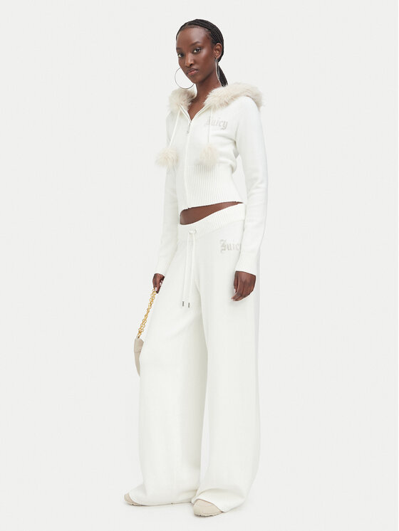 Juicy Couture Juicy Couture Spodnie dzianinowe JCWBJ226310 Kremowy Relaxed Fit