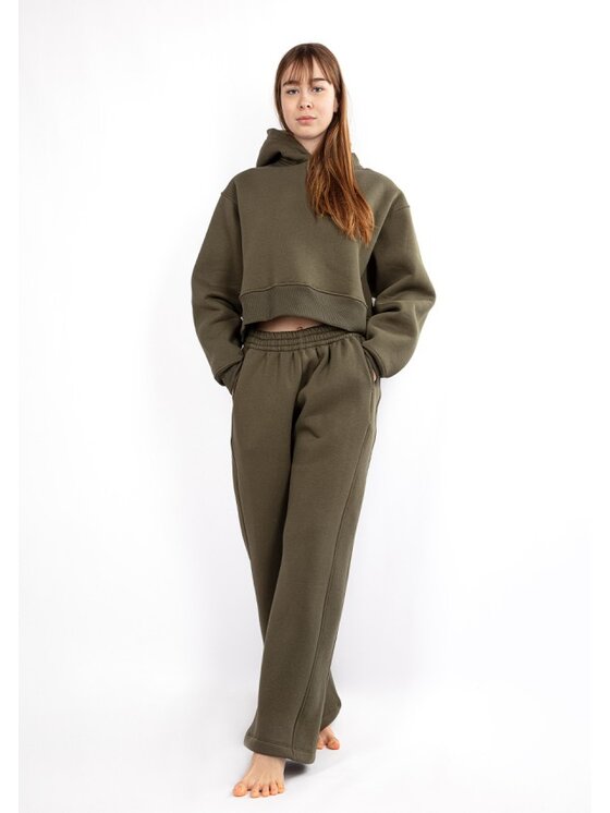 DKaren Sport DKaren Sport Komplet bluza i spodnie materiałowe DK-K-B17 Khaki Classic Fit