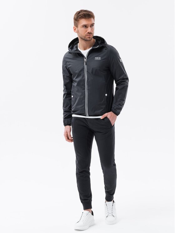Ombre Ombre Kurtka przejściowa OM-JANP-0110 Czarny Regular Fit