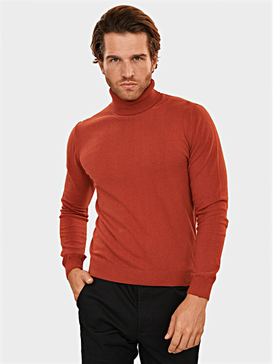 Evenemen Evenemen Sweter Golf Miedziany Slim Fit