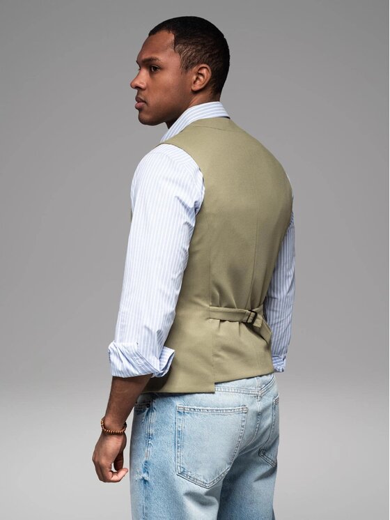 Ombre Ombre Obleková vesta OM-BLZV-0144 Zelená Slim Fit