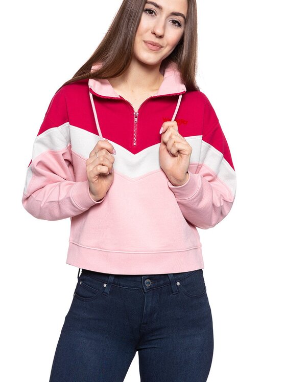 Wrangler Wrangler Bluza CUT N SEW SWEAT Różowy Regular Fit