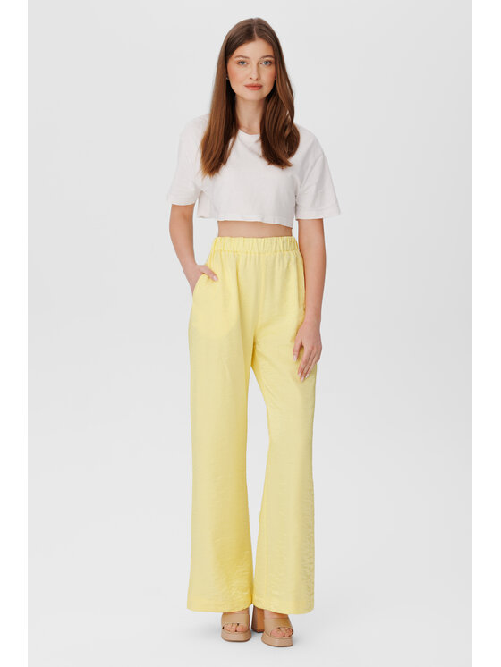 LAURELLA LAURELLA Kalhoty z materiálu 3SS008 Žlutá Regular Fit
