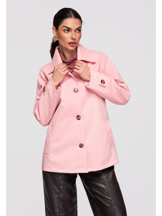 Ombre Ombre Płaszcz przejściowy OW-COLC-0114 Różowy Regular Fit