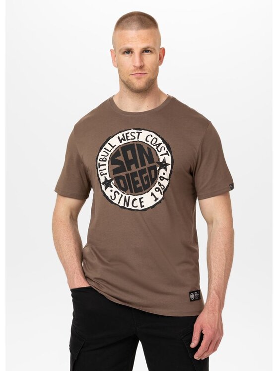 PITBULL PITBULL T-Shirt Koszulka męska SAN DIEGO SUN S Brązowy Regular Fit